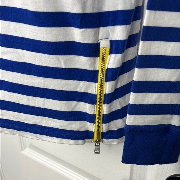 L-RL Lauren Active Ralph Lauren Blue and White Striped Long Sleeve Shirt Size XS - Picture 4 of 6